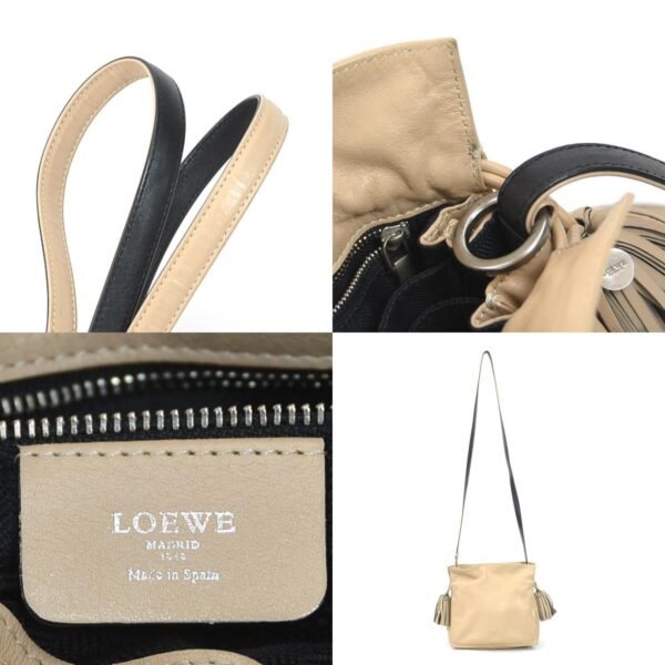 e56412a 10 c Loewe Flamenco Leather Crossbody Shoulder Bag Beige