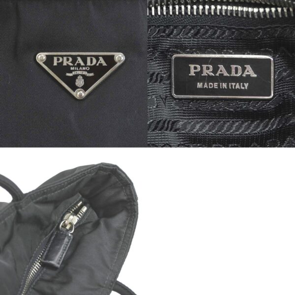 e56503j 10 c Prada Nylon Leather Shoulder Tote Bag Black