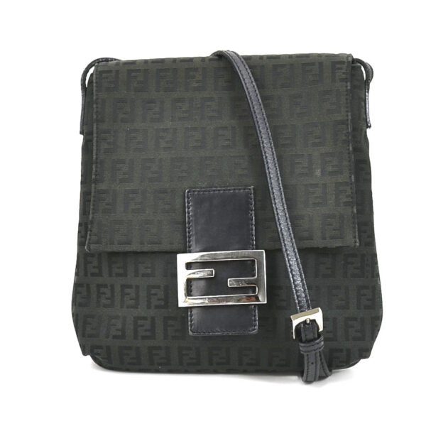 e56534a Fendi Zucchino Crossbody Shoulder Bag Canvas Leather Black