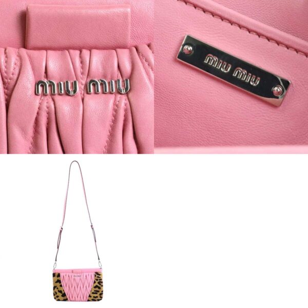 e56711f 10 c Miu Miu Crossbody Shoulder Bag Leopard Leather Haraco Pink Brown