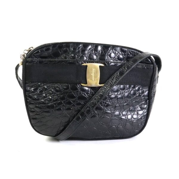 e56712a Salvatore Ferragamo Vara Embossed Leather Crossbody Bag Black