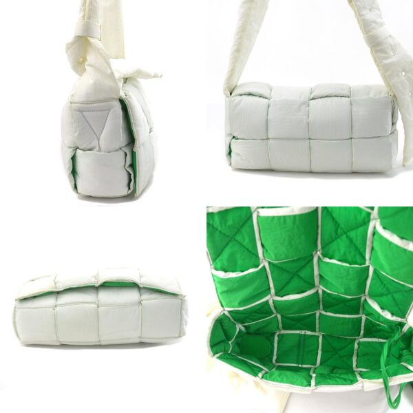 e56925a 1 c Bottega Veneta Nylon Leather Crossbody Shoulder Bag White Green