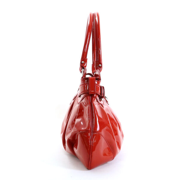 e57107k 1 Salvatore Ferragamo Gancini Patent Leather Handbag Red