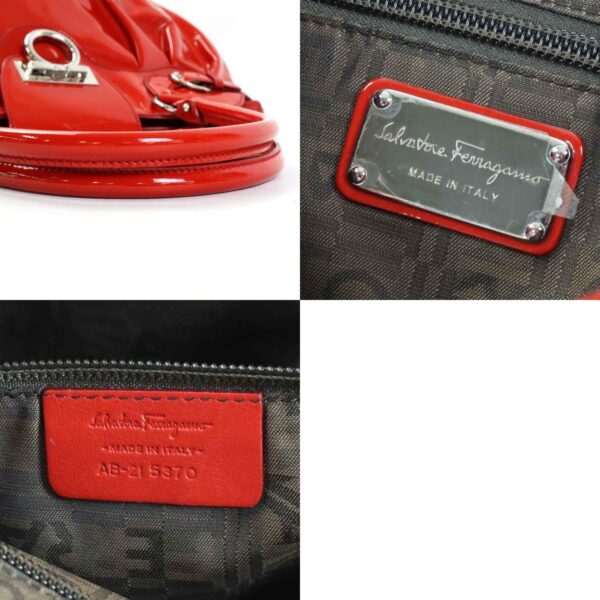 e57107k 10 c Salvatore Ferragamo Gancini Patent Leather Handbag Red