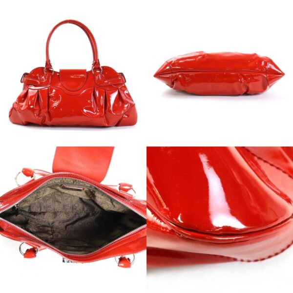 e57107k 2 c Salvatore Ferragamo Gancini Patent Leather Handbag Red