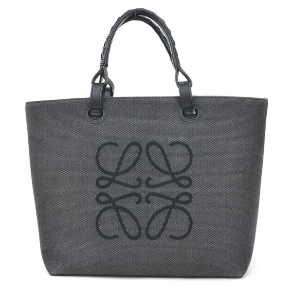 e57317f Loewe Anagram Canvas Leather Tote Bag Gray Black