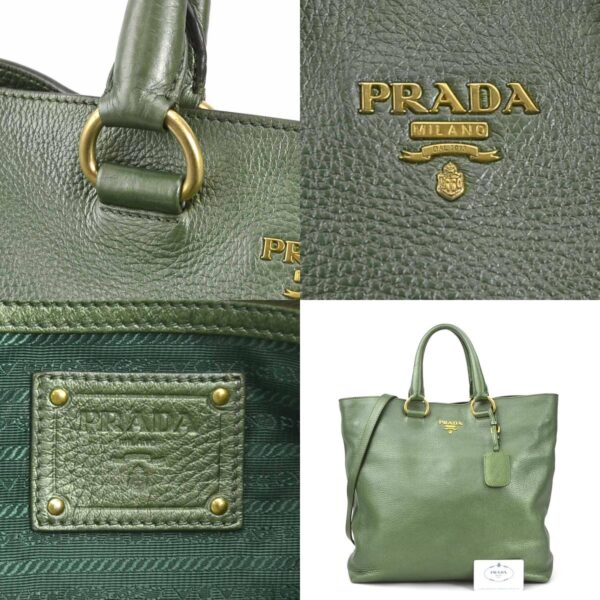 e57522a 10 c Prada Metallic Khaki Leather Shoulder Bag