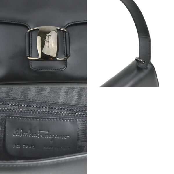 e57526a 10 c Salvatore Ferragamo Vara Leather Shoulder Bag Black Gunmetal