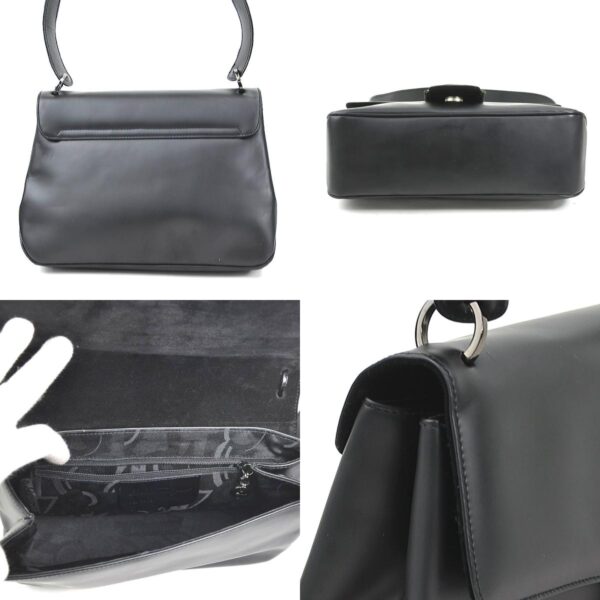 e57526a 2 c Salvatore Ferragamo Vara Leather Shoulder Bag Black Gunmetal