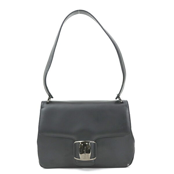 e57526a Salvatore Ferragamo Vara Leather Shoulder Bag Black Gunmetal