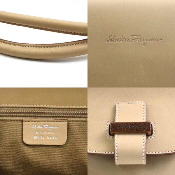 e57701a 10 c Salvatore Ferragamo Gancini Leather Wood Shoulder Bag Brown