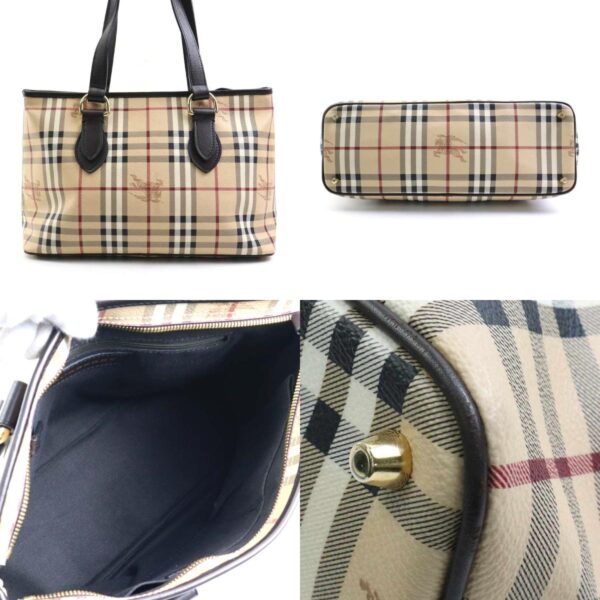 e57794i 2 c Burberry Nova Check Leather Tote Shoulder Bag Beige