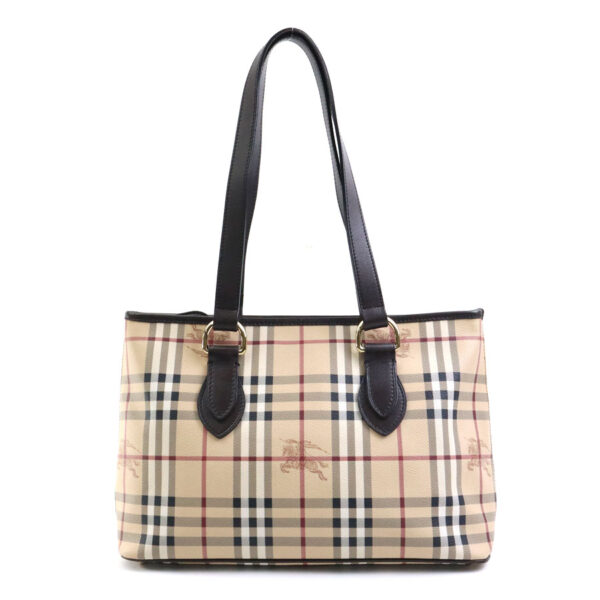 e57794i Burberry Nova Check Leather Tote Shoulder Bag Beige