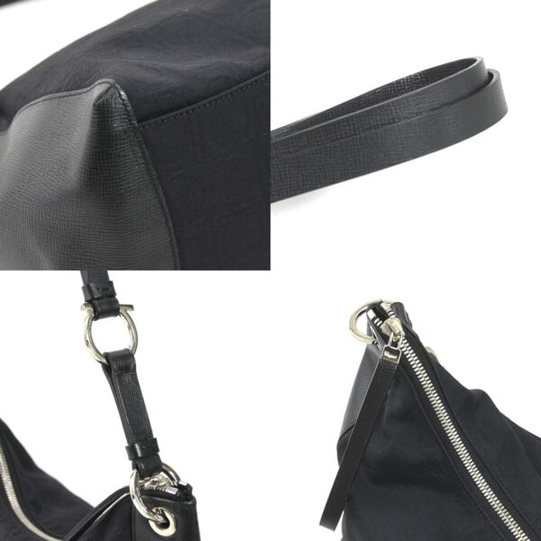 e57823a 6 c Salvatore Ferragamo Gancini Nylon Jacquard Shoulder Bag Black