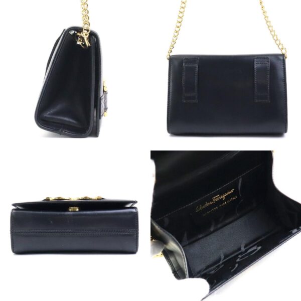 e57859a 1 c Salvatore Ferragamo Gancini Leather Clutch Bag Black