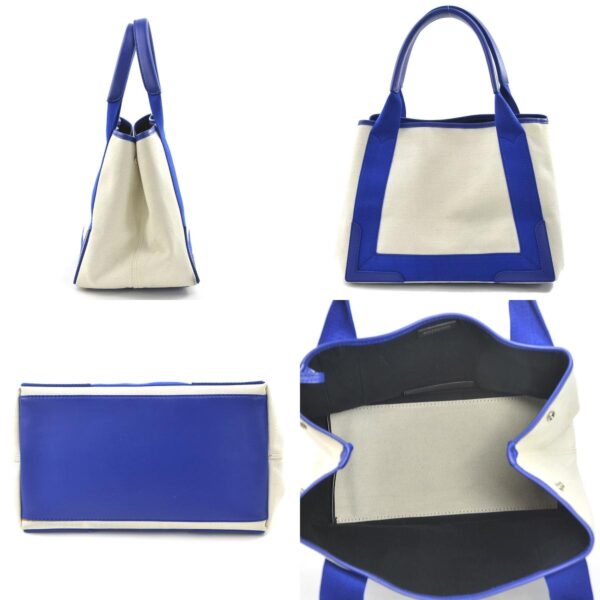 e57918a 2 c Balenciaga Canvas Leather Tote Bag Beige Blue