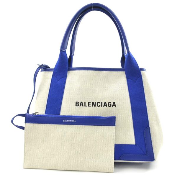 e57918a Balenciaga Canvas Leather Tote Bag Beige Blue