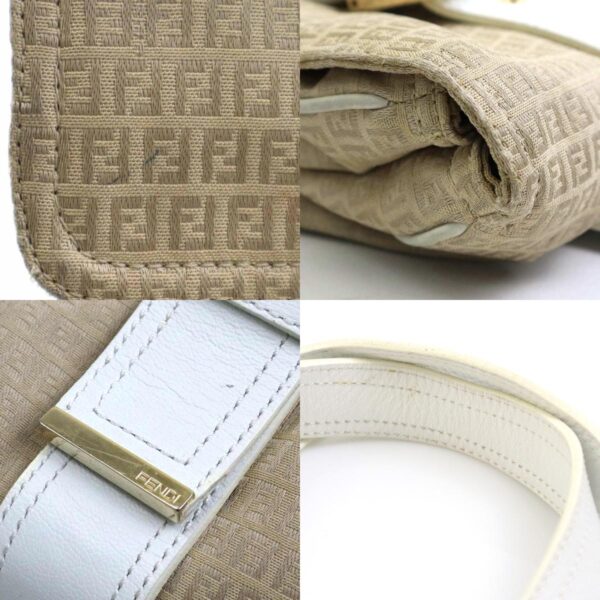 e58042a 9 c Fendi Handbag Zucchino Canvas Leather Beige White