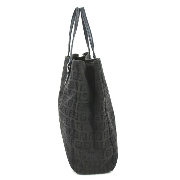 e58096a 1 Fendi Handbag Zucchino Canvas Leather Black