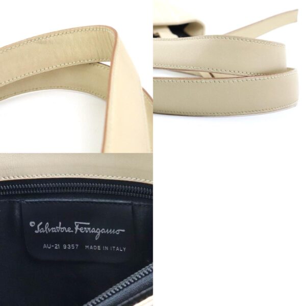 e58124a 13 c Salvatore Ferragamo Nylon Jacquard Leather Shoulder Bag Beige