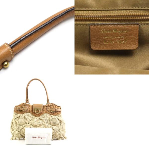 e58152a 13 c Salvatore Ferragamo Gancini Straw Shoulder Bag Brown