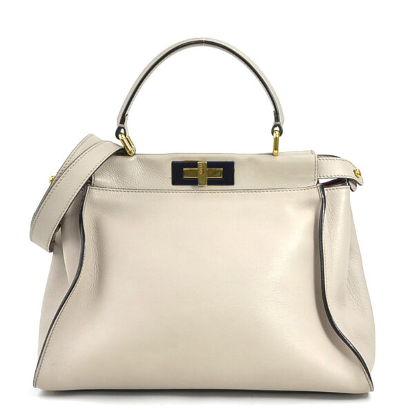 e58217a Fendi Peekaboo Shoulder Bag Leather Greige