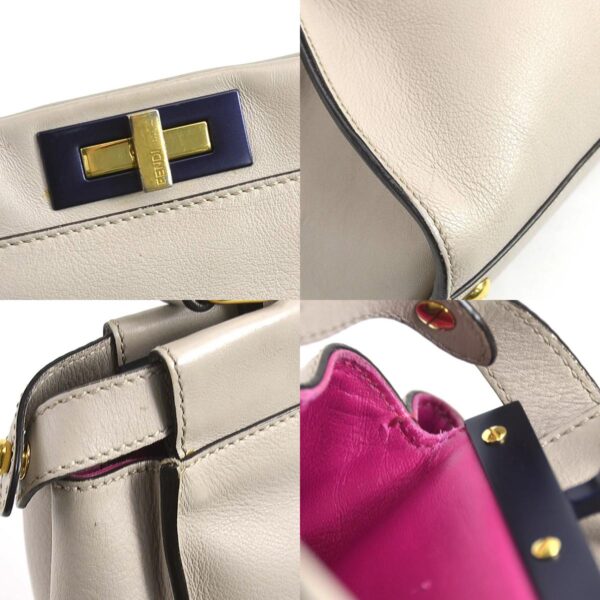 e58217a 9 c Fendi Peekaboo Shoulder Bag Leather Greige