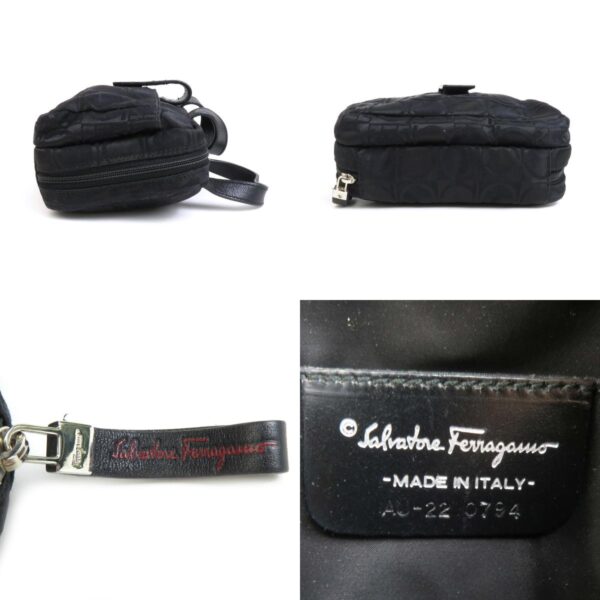 e58240a 4 c Salvatore Ferragamo Gancini Canvas Leather Pouch Black