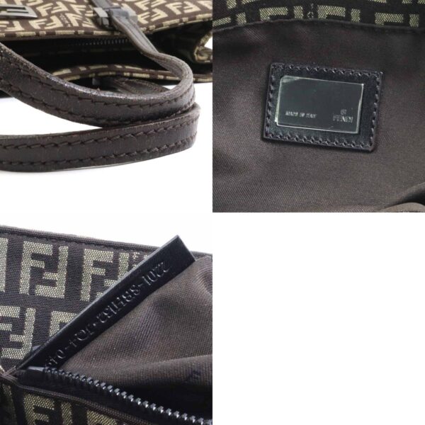 e58301a 10 c Fendi Handbag Zucchino Canvas Leather Brown