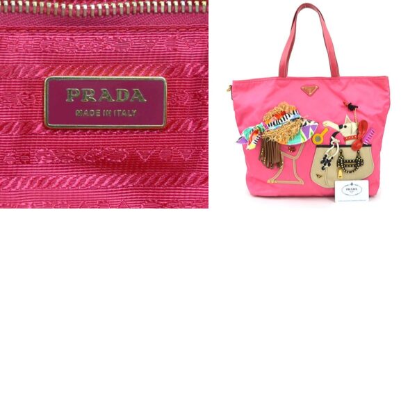 e58321f 13 c Prada Nylon Leather Tote Bag Pink Multicolor