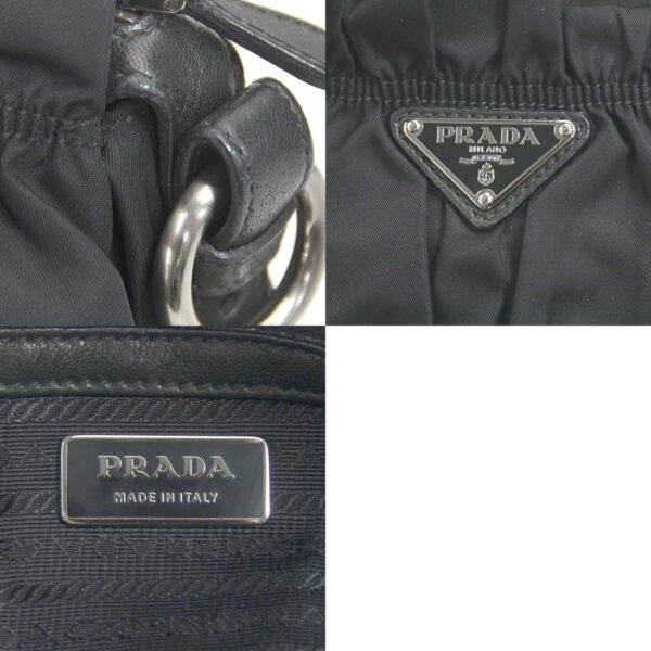 e58323g 10 c Prada Nylon Leather Handbag Black