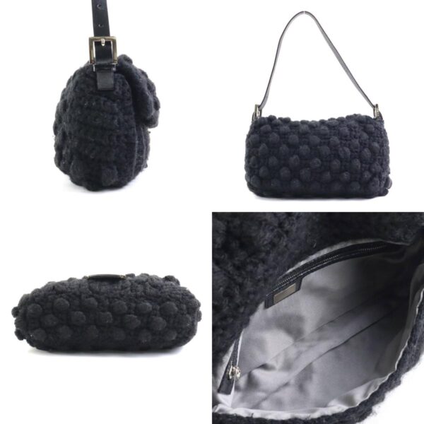 e58386f 1 c Fendi Mamma Bucket Shoulder Bag Wool Leather Black