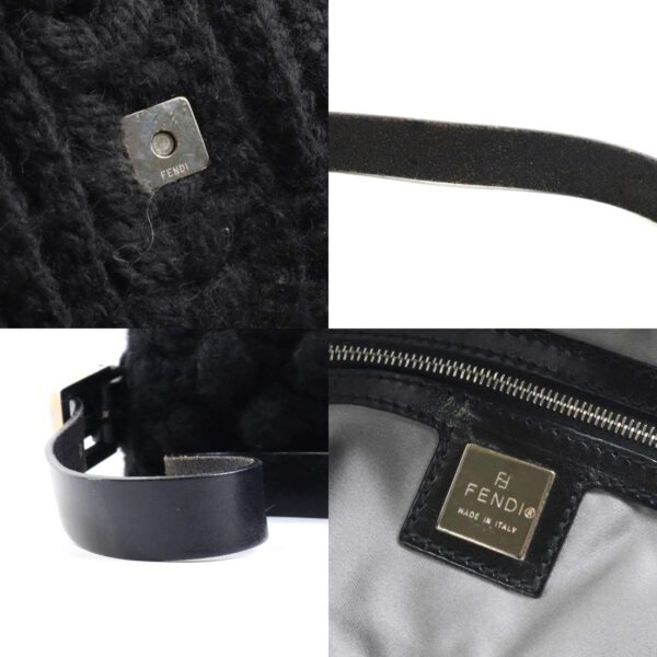 e58386f 9 c Fendi Mamma Bucket Shoulder Bag Wool Leather Black