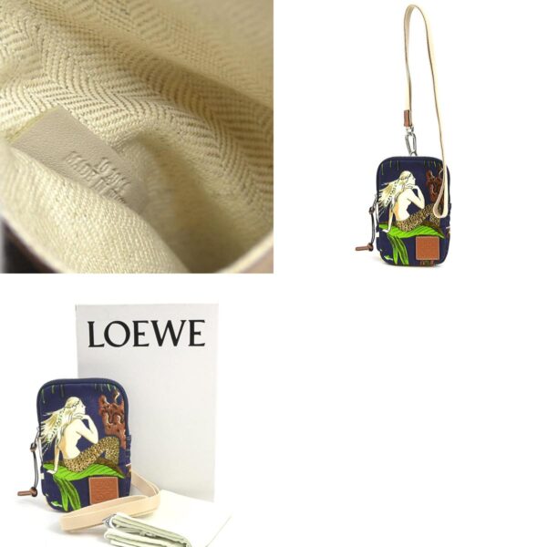 e58408a 13 c Loewe Paulas Ibiza Canvas Shoulder Pouch Blue Beige Multicolor