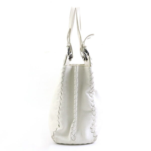 e58483g 1 Bottega Veneta Intrecciato Leather Handbag Off White