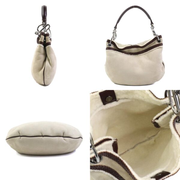 e58759a 1 c Loewe Shearling Fur Leather Handbag Beige Brown