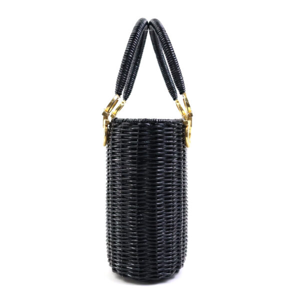 e58808f 1 Salvatore Ferragamo Gancini Rattan Handbag Black