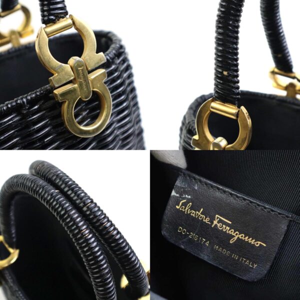 e58808f 10 c Salvatore Ferragamo Gancini Rattan Handbag Black