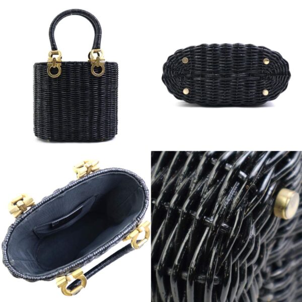 e58808f 2 c Salvatore Ferragamo Gancini Rattan Handbag Black