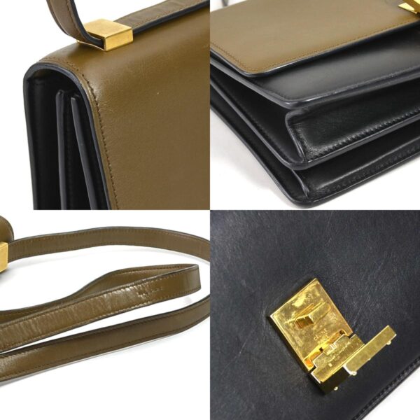 e58977a 5 c Celine Shoulder Bag Leather Khaki Black