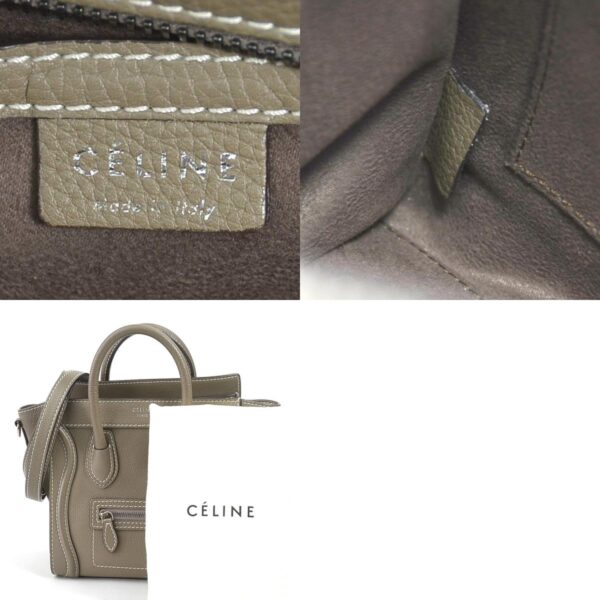 e58994g 10 c Celine Luggage Nano Shopper Shoulder Bag Leather Greige