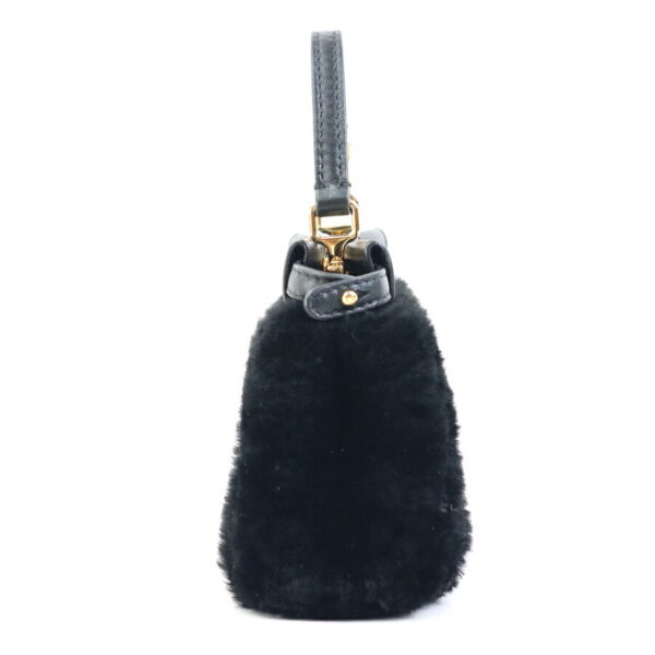 e58999j 1 Fendi Micro Peekaboo Crossbody Shoulder Bag Fur Leather Black