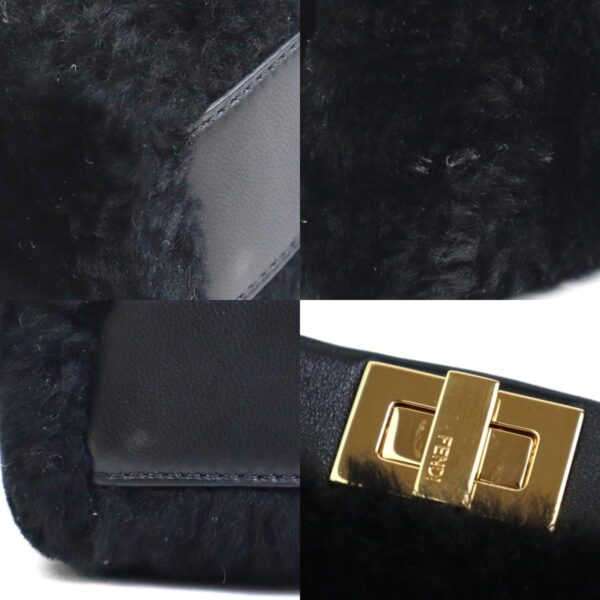 e58999j 6 c Fendi Micro Peekaboo Crossbody Shoulder Bag Fur Leather Black