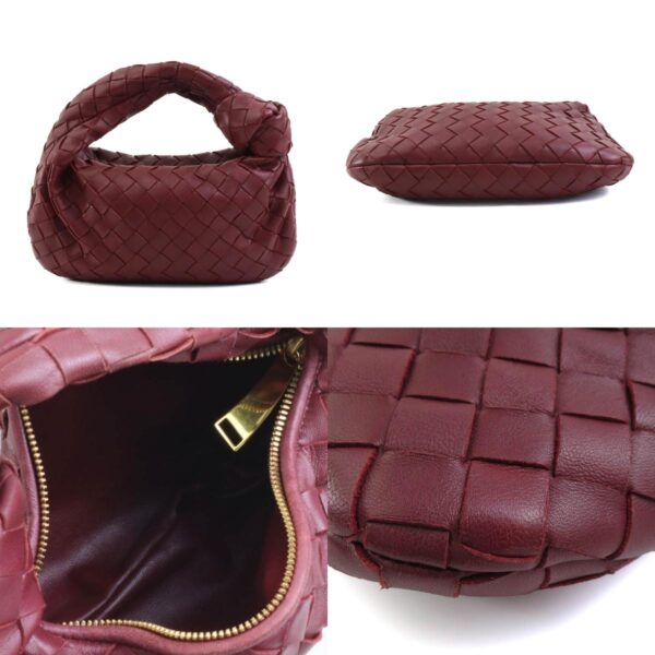 e59115i 2 c Bottega Veneta Mini Jodie Leather Handbag Burgundy