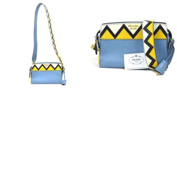 e59117a 13 c Prada Shoulder Bag Leather Blue Yellow White