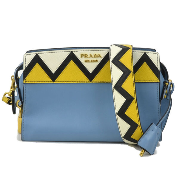 e59117a Prada Shoulder Bag Leather Blue Yellow White