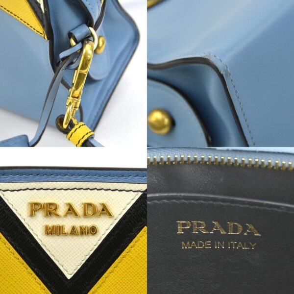 e59117a 9 c Prada Shoulder Bag Leather Blue Yellow White