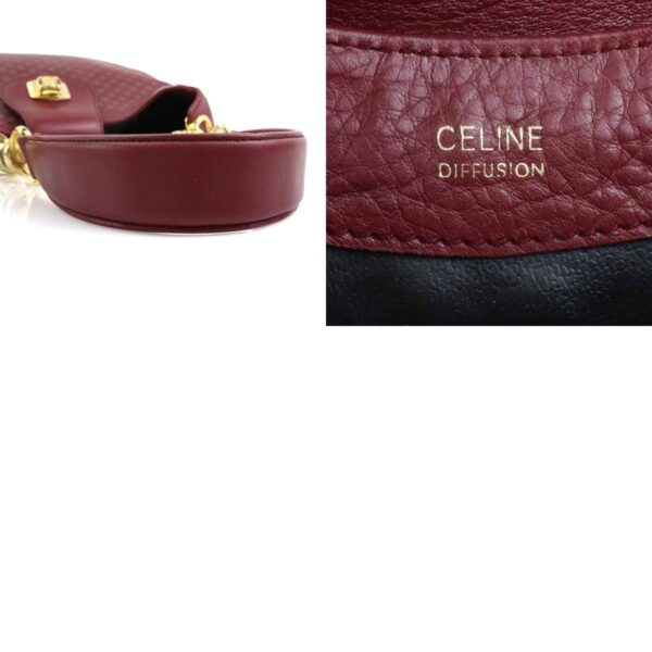 e59131k 13 c Celine Diffusion Shoulder Bag Leather Burgundy Gray