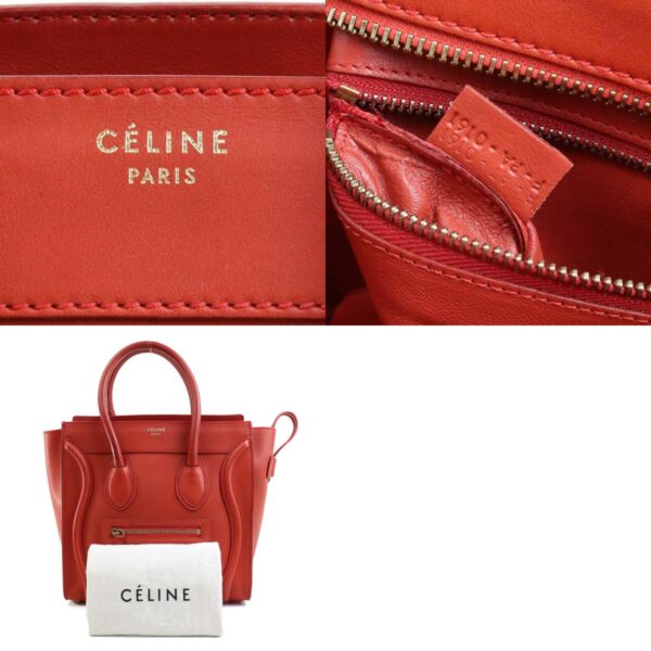 e59134g 13 c Celine Luggage Micro Shopper Handbag Leather Brown Orange