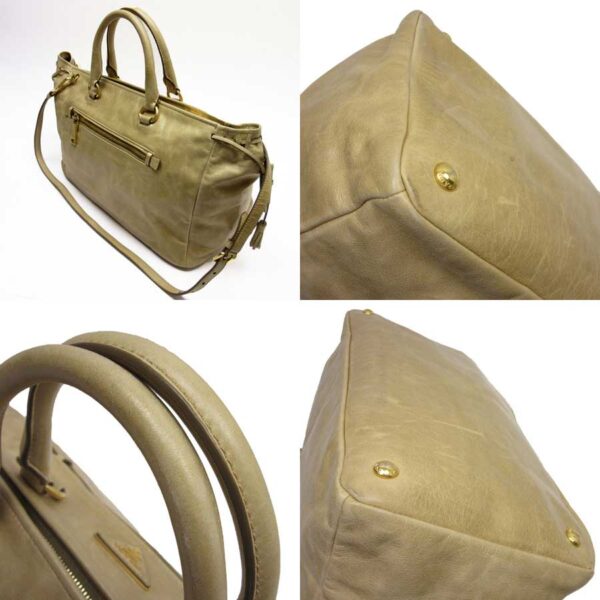 g0168 1 Prada 2Way Bag Triangle Leather Beige